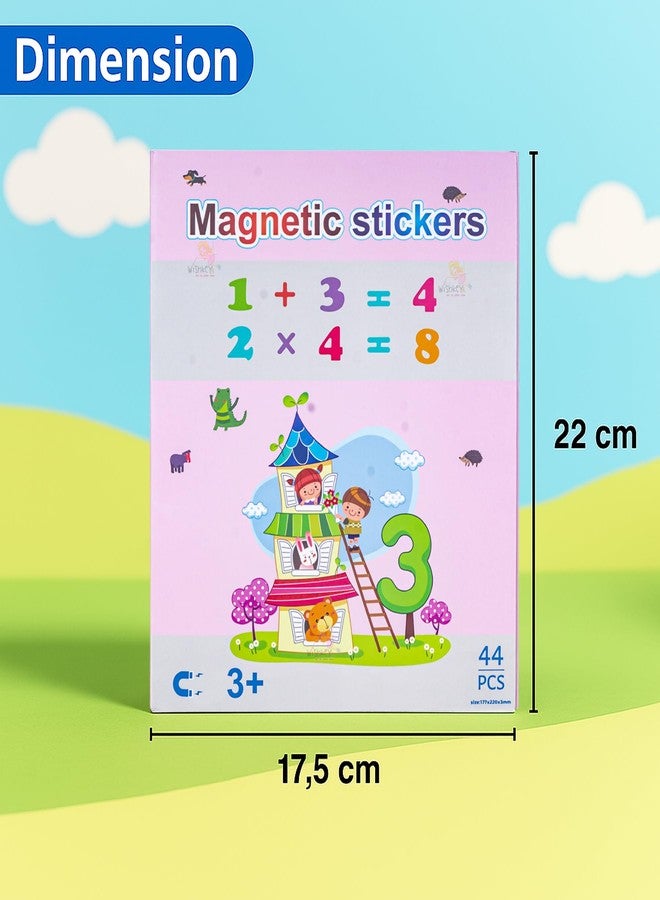 ويش كي ملصقات أرقام مغناطيسية من ويشكي للأطفال - مجموعة تعليمية للرياضيات مكونة من 44 قطعة، تتضمن أرقامًا وحيوانات للعد ورموزًا رياضية، لعبة مونتيسوري تعليمية للأطفال من عمر 3 سنوات فما فوق - Image 3